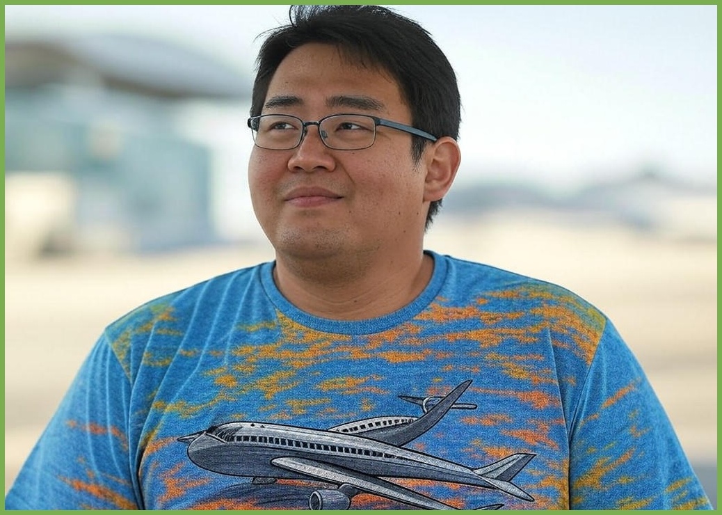 키밍 비행기 항공권 예약 그래픽 캐쥬얼 반팔티 - 이미지 1