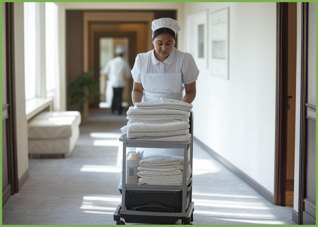 호텔 청소 카트 린넨 룸서비스 스텐 운반기 세탁 수건 - 이미지 1